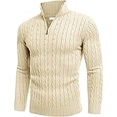 COOFANDY Men's Quarter Zip Sweater Slim Fit Casual Knitted Turtleneck Pullover Mock Neck Polo Sweater