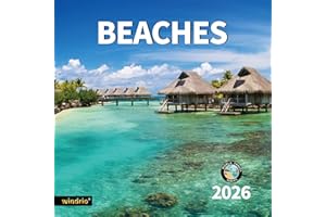 WINDRIO 2026 Wall Calendar,Calendar 2026, November 2025 - December 2026, Wall Calendar BEACHES, 12" x 24" Opened,Full Page Months Thick & Sturdy Paper for Calendar Organizing & Planning