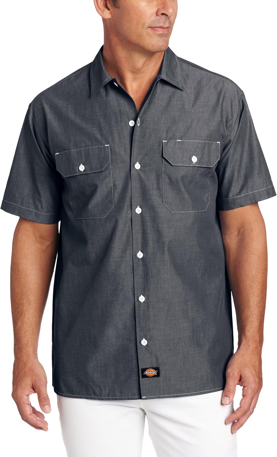 Dickies Men's Big Short Sleeve Shirt, Navy Chambray, XX