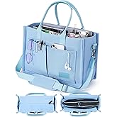 FIORETTO Canvas Tote Bag for Women with Zipper Closure & Individual Compartments for Work College for Teacher & Nurse
