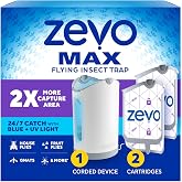 Zevo MAX Bug Catcher, Gnat &amp; Fruit Fly Trap Indoors, 1 Base &amp; 2 Refills | 360&deg; Blue + UV Light Trap for Large Rooms, Fits 2x Fruit Flies &amp; Gnats Than Original Zevo Trap, Indoor Odor-Free Fly Control