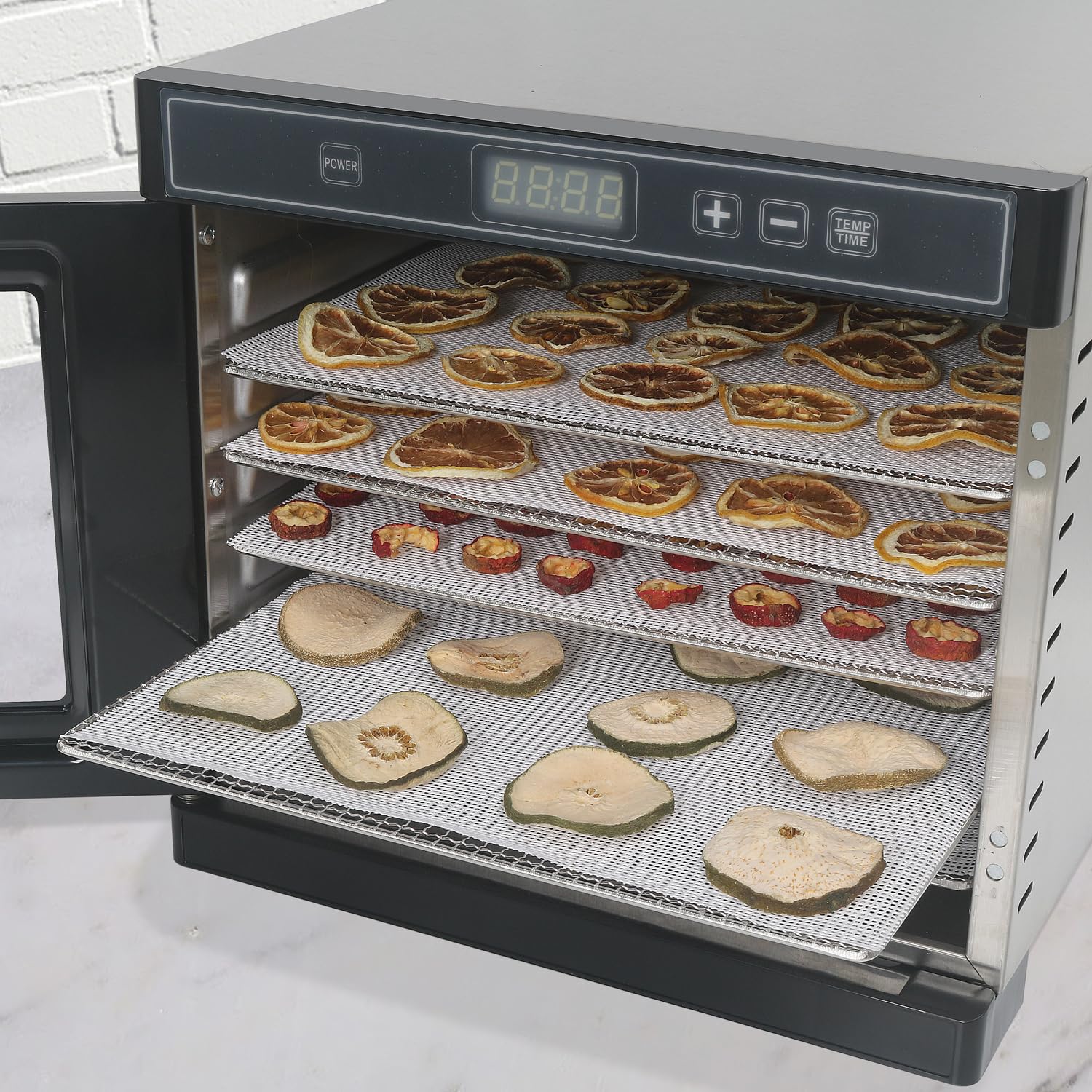 Silicone Mesh Dehydrator Sheets for COSORI Food Dehydrator CFD-P501-SUS. 9 * 10 inch 5pcs/sets Compatible 5 Stainless Steel Trays Dryer Machine., white