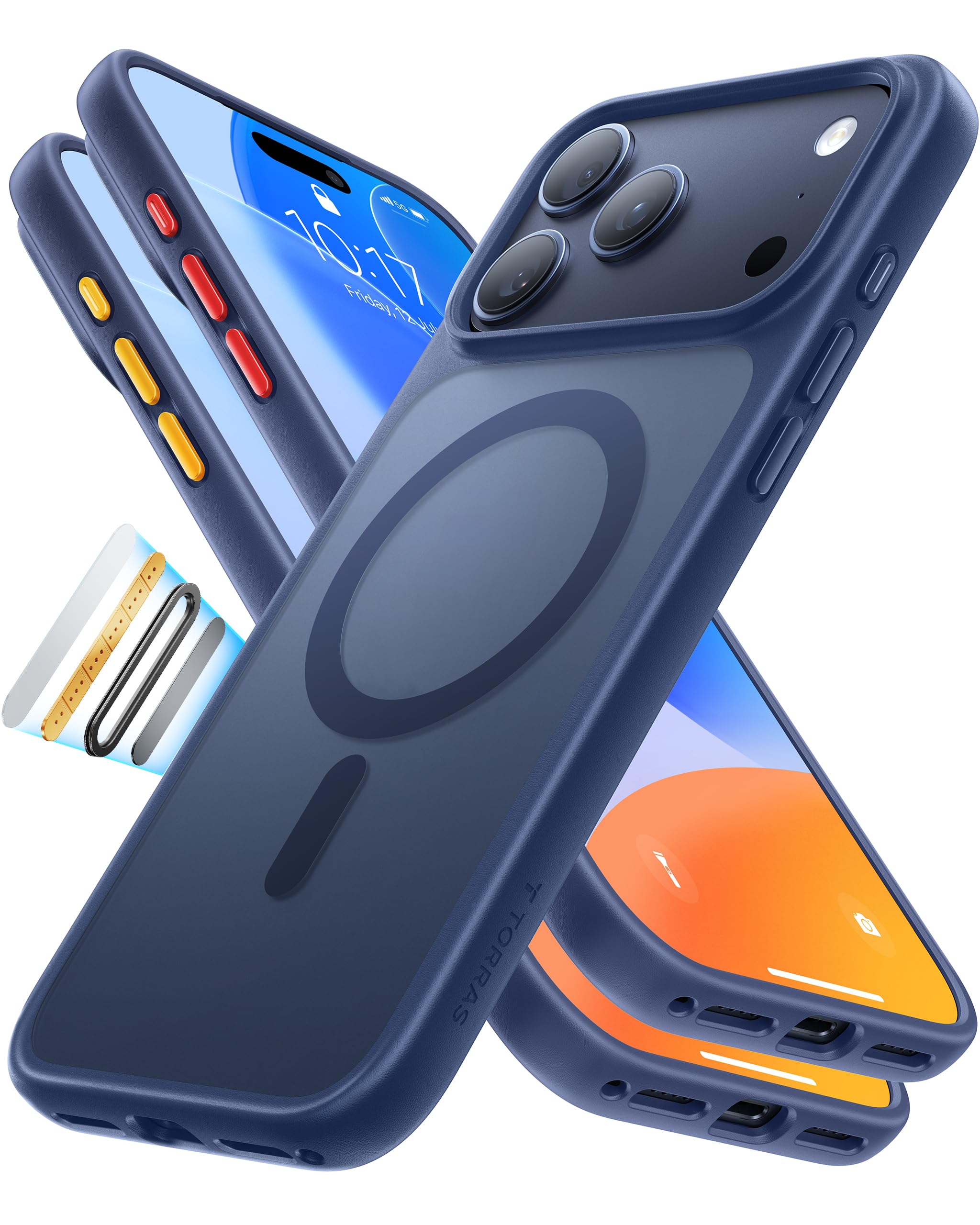 Photo 1 of TORRAS Magnetic for iPhone 17 Pro Case, Fit for MagSafe, Military-Grade Protection, Camera Control Button, Slim Shockproof Translucent Anti-Fingerprint Phone Case for iPhone 17 Pro 6.3", Deep Blue