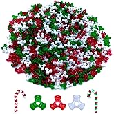 Amaney 1000pcs Tri Beads Christmas Holiday Beaded Ornaments Candy Cane Green Red White Beads for Holiday Ornament Transparent