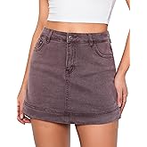 luvamia Jean Skorts for Woman Trendy High Waisted Stretchy Denim Skirt with Shorts Y2K Mini Skort Skirts Country Concert