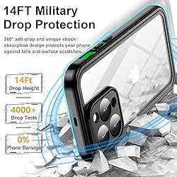 Temdan for iPhone 14 Pro Case Waterproof,Built-in
