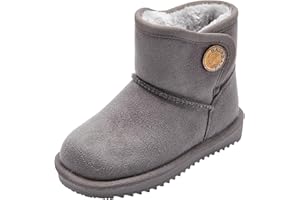 Balabala Little Girls' and Boys Warm Winter Snow Boots, Comfortable Velcro Mid Calf Fur Snow Boots For Kids Toddlers