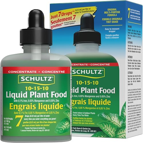 Schultz All Purpose Liquid Plant Food 10-15-10, 118 ml – Concentrated Fertilizer for Indoor & Outdoor Plants, Flowers & Vegetables with Easy Dropper