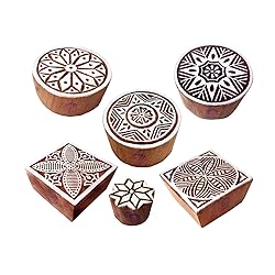 Henna Wooden Stamps Ornate Floral Round Pattern