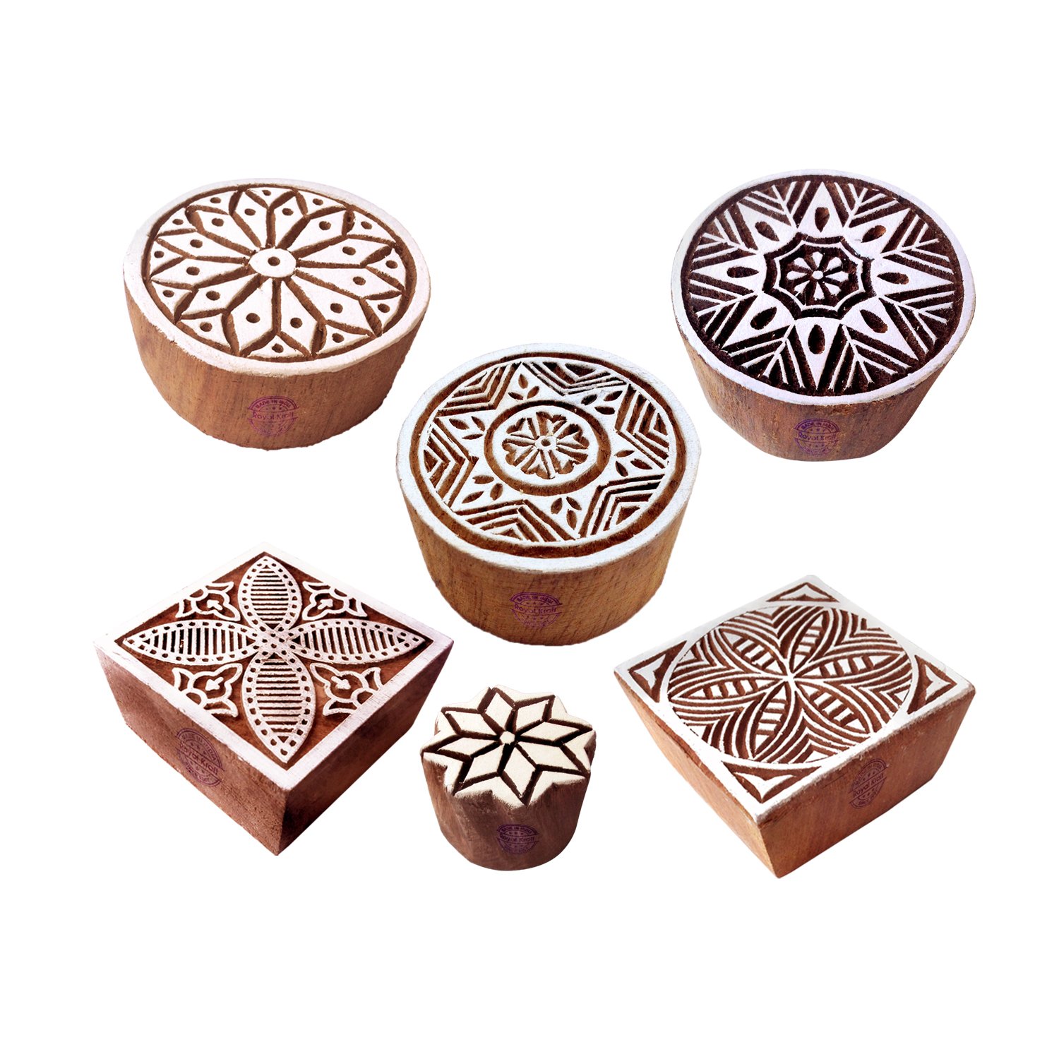 Henna Wooden Stamps Ornate Floral Round Pattern