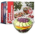 50 Pack 32oz Clear Plastic Salad Bowls with Lids Disposable Medium Takeout Container with Snap on Lid for Fruit Salads, Quinoa, Lunch and Meal Prep, Acai Bowl, To-Go Party Containers