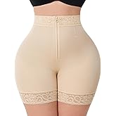 MERYOSZ Tummy Control Panties Butt Lifting Shapewear Shorts for Women Zipper Body Shaper Shorts Thigh Slimmer Underwear (Beige,3X-Large)