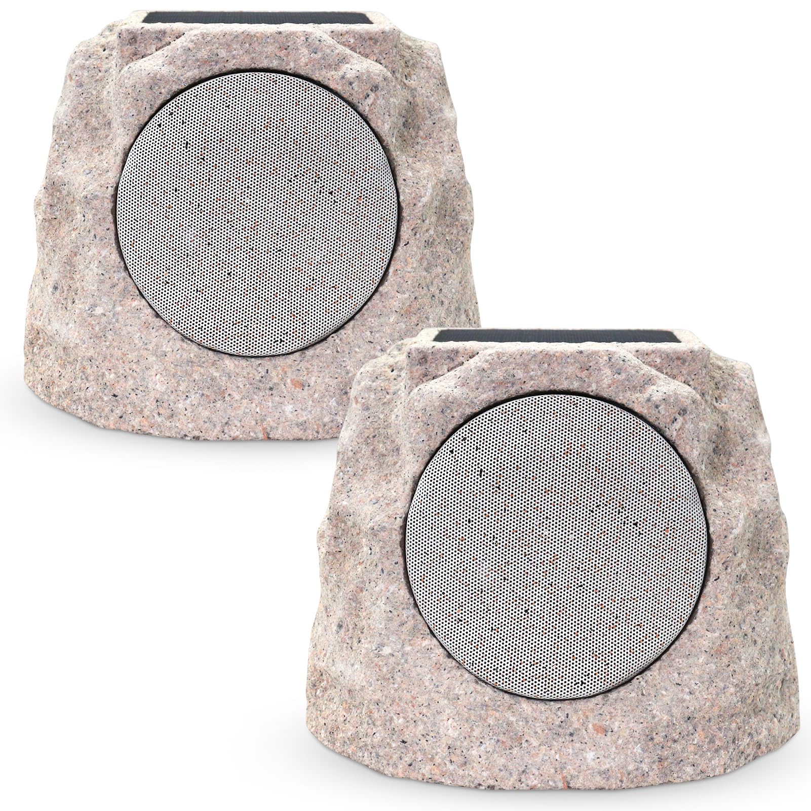 Photo 1 of NiceBuy 2-Pack Rock Speakers Outdoor Water-Resistant IP44 Solar Powered Patio Speaker with TWS Pair Function and USB Rechargeable for Pool Outside Garden Deck BBQ