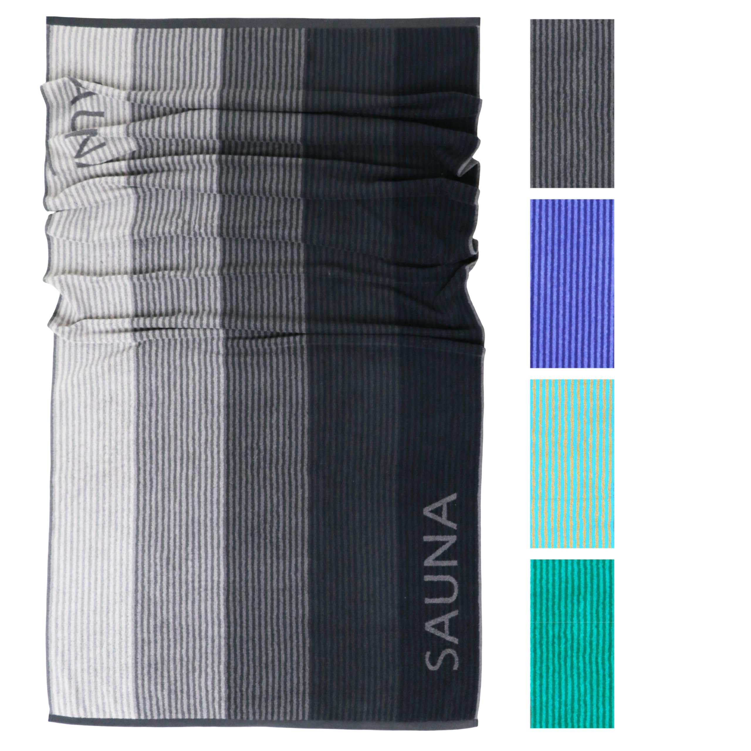 Lashuma Sauna Towels | Block streifen| Beach Towel 85 x 200 cm XXL Hand Towel Bath Towel 100% Cotton, Grey - Black