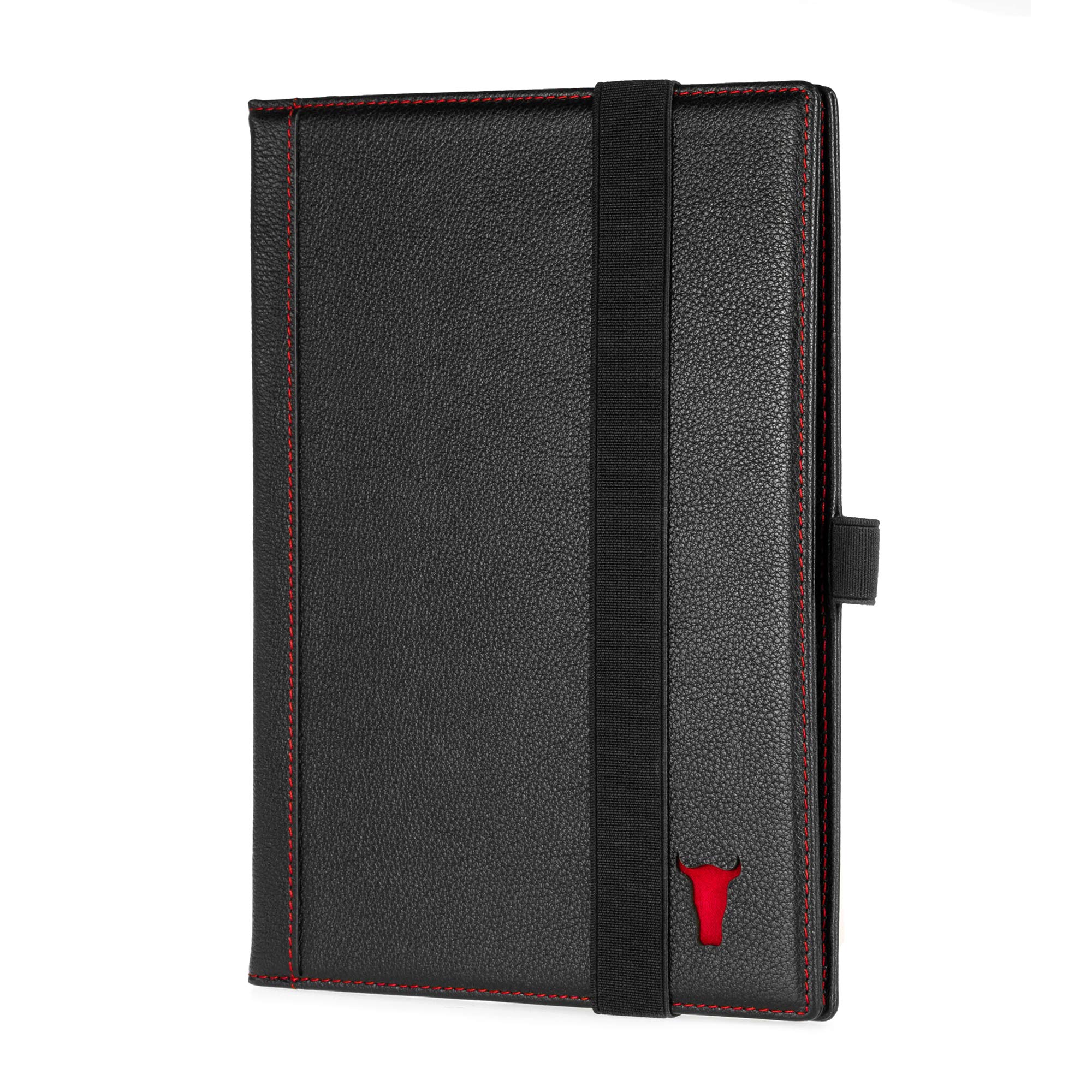 TORRO Genuine Leather Hardback Notebook Cover with 1X Refill Pad (A5 Black)