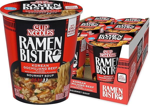 NISSIN CUP NOODLE RAMEN BISTRO, KOREAN GOCHUJANG BEEF, 3.1 OUNCE (PACK OF 6)