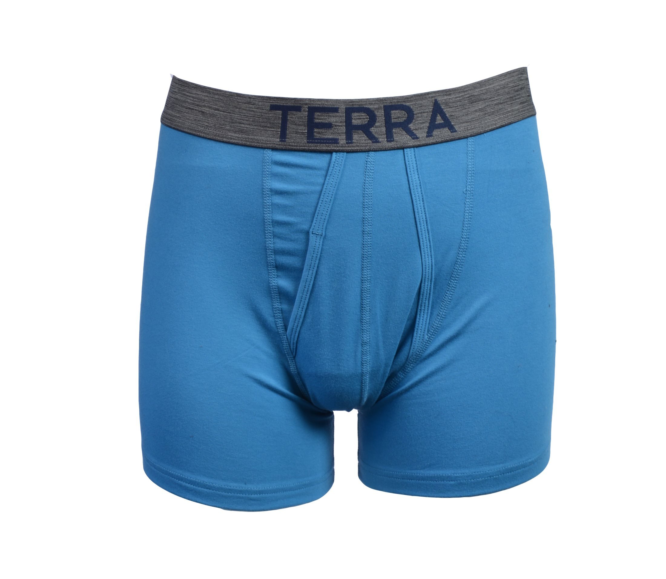 Terra Men\'s Cotton Classic Stretch Boxer Brief, Assorted Underwear, 3-Pack, Black/Grey Light Blue/Grey Dark Blue/Grey, X-Large
