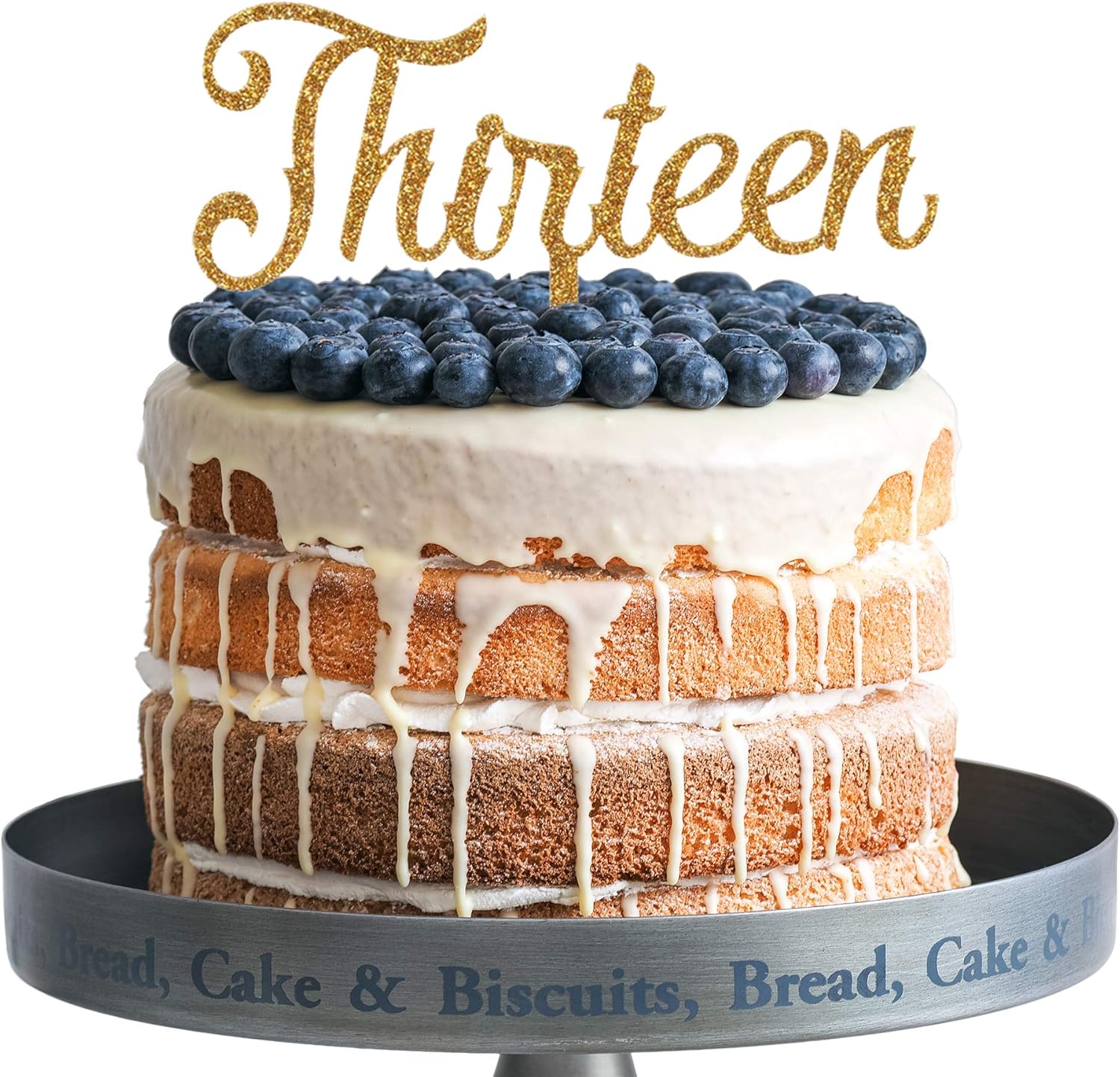 Amazon Com Thirteen Happy Birthday Cake Topper Gold Glitter