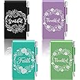 Pajean 4 Pcs Metal Inspirational Pocket Notebook Flip Aluminum Note Case Mini Motivational Pocket Notepads Journal Notebook Small Pocket Notepads with Pen Refillable Paper for Office(Flower Style)