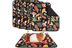 Homimp 4 Pcs Guinea Pig Pee Pads,Self Heating Guinea Pig Bed Pads for Winter Keep Warm,Washable&Anti Slip Small Animal Beds for Indoor Rabbit Hamster Squirrel Hedgehog Chinchilla Ferret,Black 12"x12"
