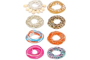 8 Pieces 50 Inch Handmade Waist Beads African Belly Beads Chain Plus Size Women Belly Body Beads Jewelry