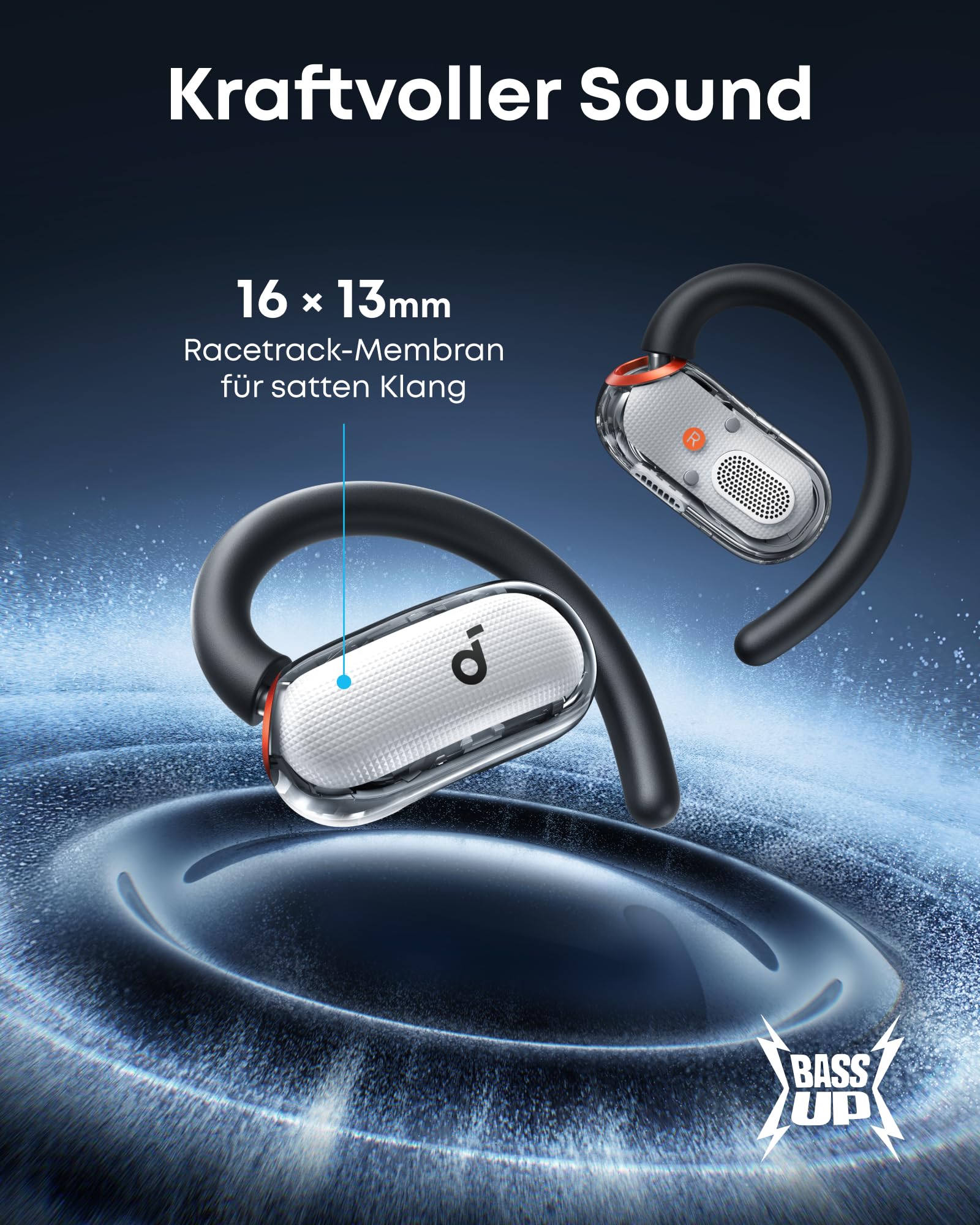 soundcore V40i by Anker, Open-Ear Kopfhörer, transparentes Case ohne Deckel, 4 einstellbare Positionen für Jede Ohrgröße, intensiver Bass, IP55, 21h Wiedergabe, Anrufe mit KI, Bluetooth 5.4, App 6
