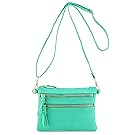 Multi Zipper Pocket Small Wristlet Crossbody Bag