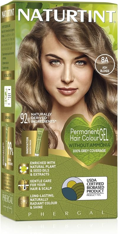 Naturtint 8A Ash Blonde Permanent Hair Colour Gel 60ml + Quinoa Mask