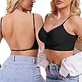 BOUFOR Seamless Low Back Bra Wireless Padded Bralette Thin Straps Comfort Halter Backless Cross Multiway Convertible Bras