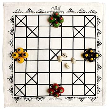 Ancient Living Ashta Chamma / Chowka Bara / Katta Mane / Ludo Board Game