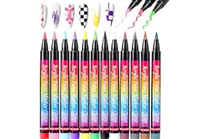 Gorvalin 12 Colors Nail Art Pens - Quick-Dry Acrylic Paint Markers for Nail Art, Rock, Fabric, Metal, Glass, Wood, Canvas & Ceramic DIY Crafts