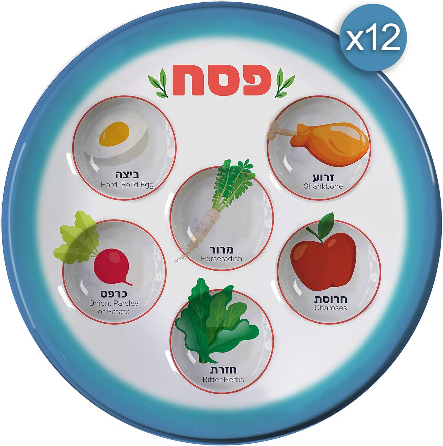 The Kosher Cook Disposable Passover Seder Plate 12Pack 10 Inch, Heavy Duty