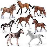 UANDME 8PCS Realistic Foal and Horse Figurines, Plastic Pony Toys for Girls and Boys, Horse Club Cake Topper and Party Decoration