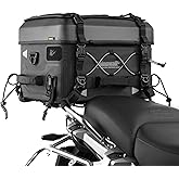 Rhinowalk Motorcycle Tail Bag 36L Multifunctional Waterproof Tactical Motorcycle Travel Luggage Trunk Rack Bag with Sissy Bar Straps-Black