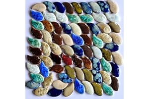 RICYTNIG 200g Ceramics Mosaic Tiles for Crafts Bulk Random Color Left and Right Raindrops Mosaic Ceramics Pieces for DIY Crafts Home Decoration(20x38mm)