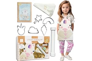 Hapinest Unicorn Cookies Baking Set for Kids Girls Real Baking Kit Toys Gift Ages 4 5 6 7 8 Years Old - Unicorn Apron, Unicorn Theme Cookie Cutters, Piping Bags and Tips, Cookie Dough Roller