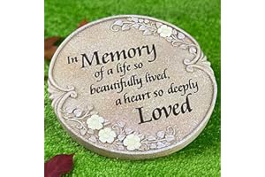 GARDY Luminous Memorial Stone - Memorial Stepping Stone - in Memory of Loved One Gifts - Memorial Gifts (Luminous Memorial Stones as Condolence Gifts for Loss of Loved one)