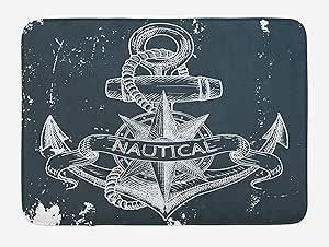 JHDF Alfombrilla de baño Marino Nudo náutico Brújula Patrón de Anclaje