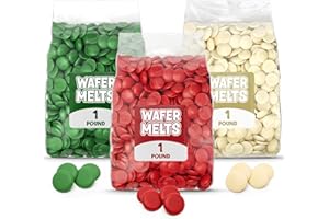 GEEOOLLAH Christmas Candy Melts 3 LB Pack – Red, Green & White Confectionery Coating Wafers for Baking, Dipping & Decorating 3 Bags (1 LB Each) Easy Melt for Holiday Treats, Cake Pops & Desserts