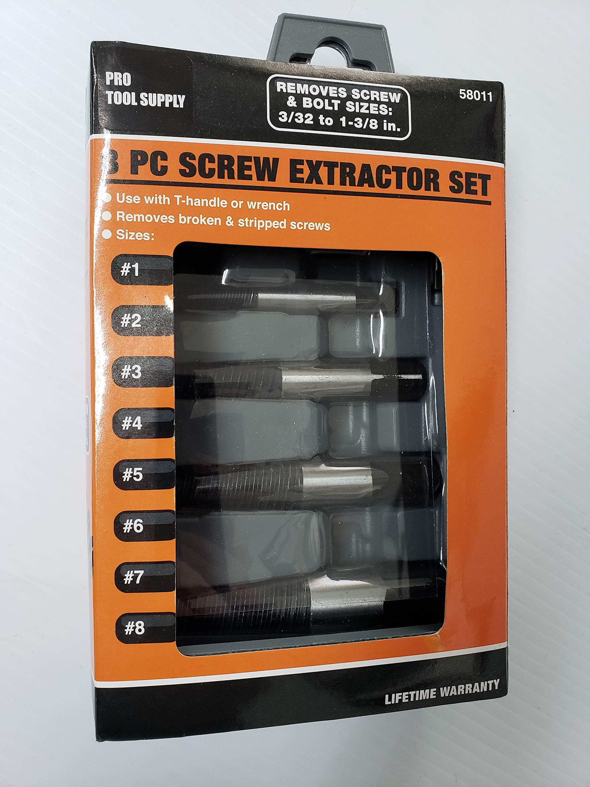 8 PC JUMBO SCREW EXTRACTOR SET 3/32 TO 1-3/8" - EASY OUT