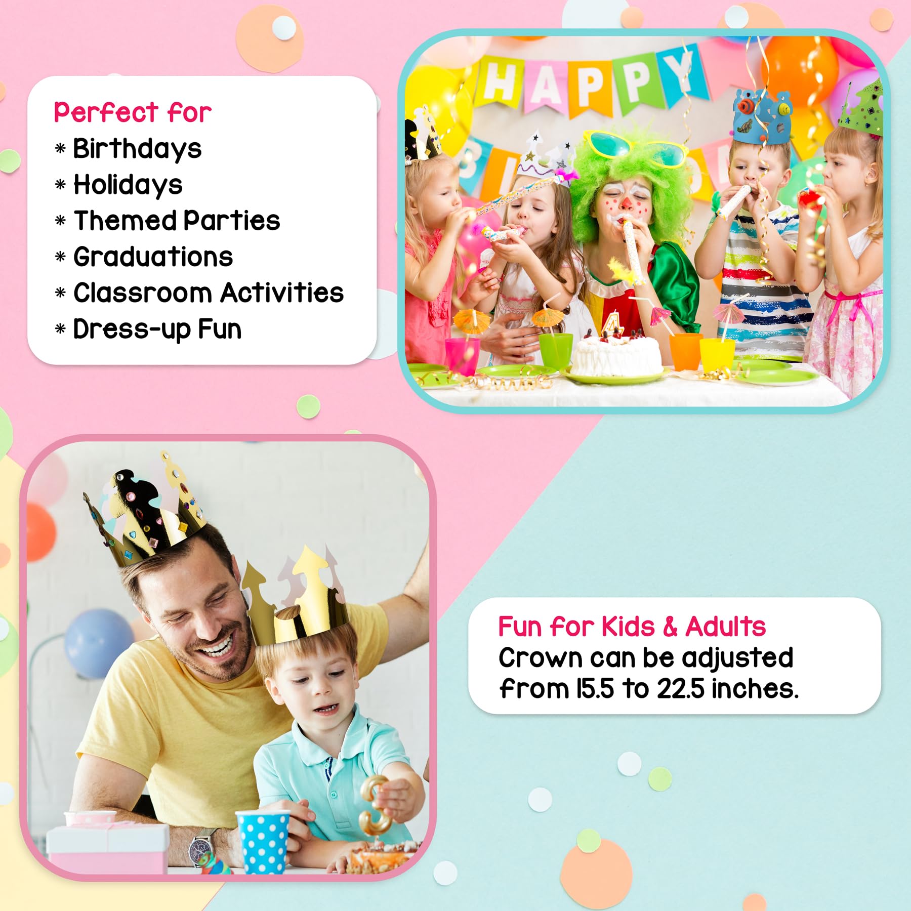 Hygloss White Paper Crowns 144 Pack - Paper Crowns for Kids to Decorate - Craft Activity - Blank Crown for Adults - Perfect for Parties, Celebrations - DIY Crown Crafts
