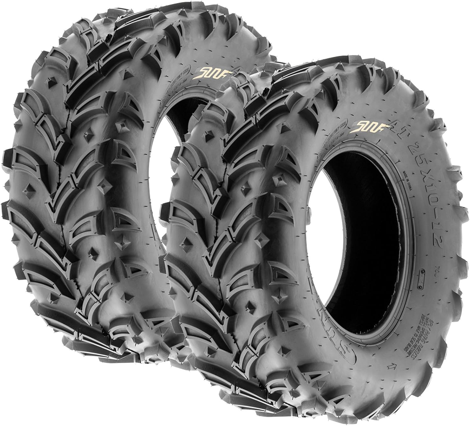 Set of 2 SunF A024 25x1012 ATV UTV Mud/Trail Tires, 6PR