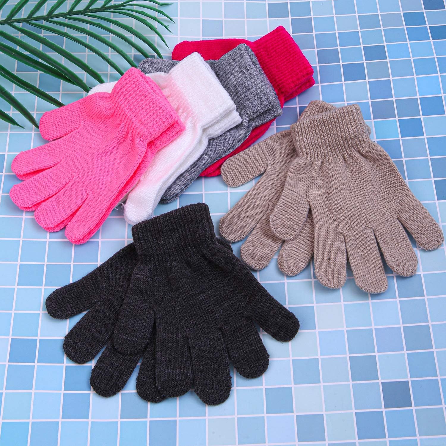 Cooraby 24 Pairs Kids Gloves Winter Magic Gloves Warm Knitted Stretchy Full Fingers Gloves: Clothing