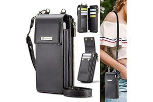 Crossbody Wallet Case for Women With RFID Blocking Card Holder Magnetic, PU Leather Mini Handbag