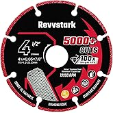 Revvstark Diamond Cutting Wheel 4 1/2 for Angle Grinder, with 7/8"" Arbor, Carbide Cutting Wheel, Metal Cutting Wheel, 4 1/2 Cut Off Wheel for Metal with 5000+ Cuts on Rebar, Steel, Iron and INOX