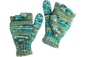 Tribe Azure Fair Trade Gloves Winter Women Warm, Wool Mittens Womens, Convertible mitten, Cable Knit Womens Mittens Fleece