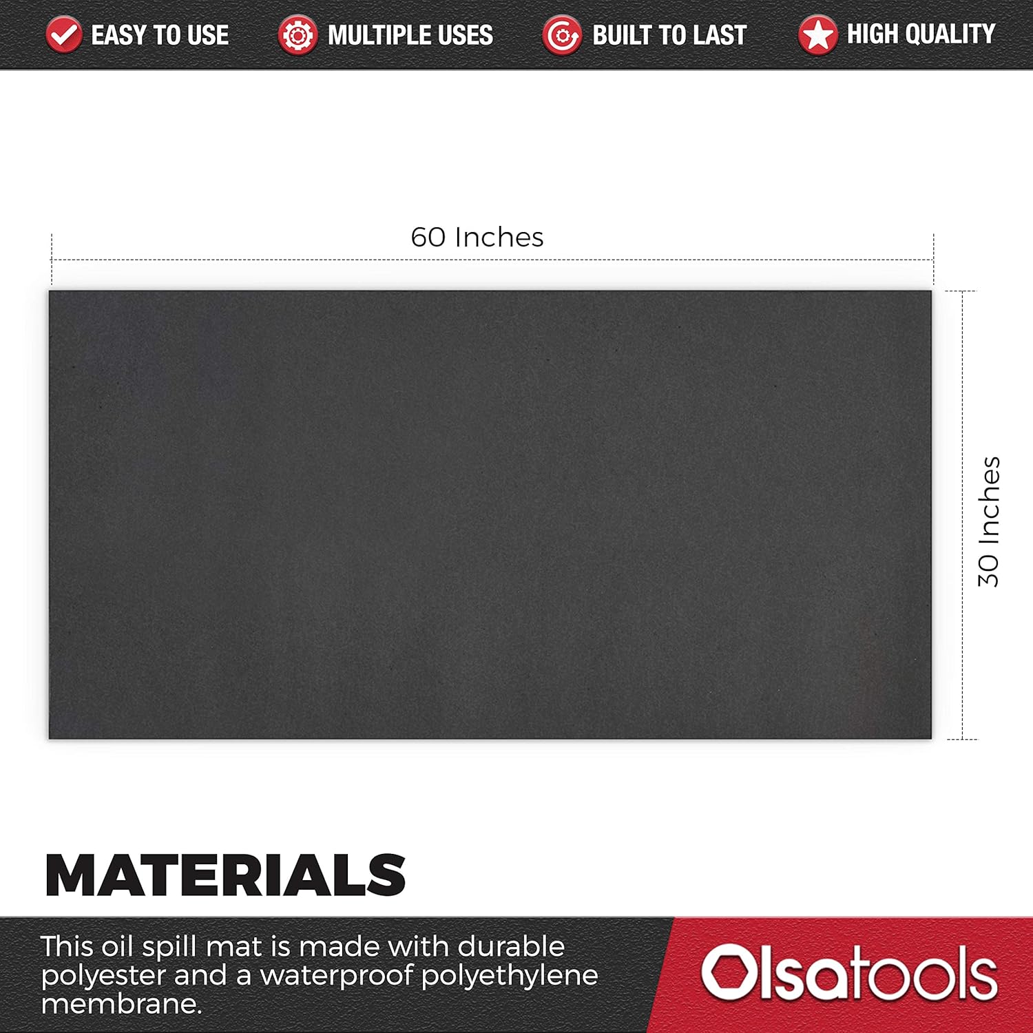 Olsa Tools Garage Floor Mat, 30" x 60", 1pc | Oil Spill Mat | Floor Protection | Oil Absorbent Pad | Driveway Garage Mat | Fuel, Fluid, Grease Rug Carpet | Waterproof | Polyester, Fireproof Material: Home Improvement