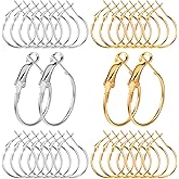 XLIUAX 32Pcs Hoop Earrings Findings, Round Earring Hoops for Jewelry Making Gold Silver Open Beading Earrings for DIY Craft Art Accessories(20mm)