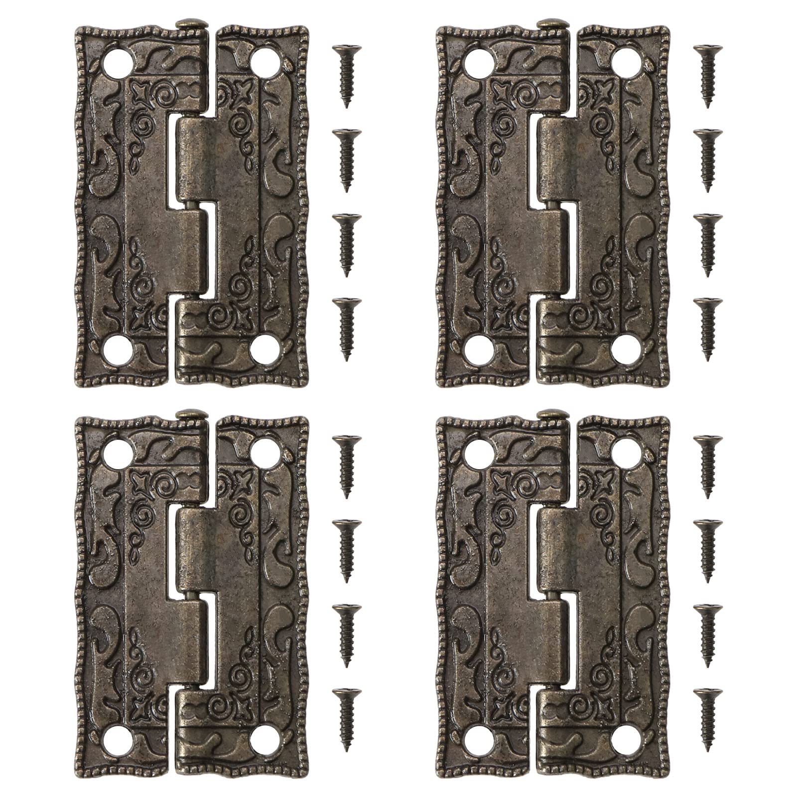 Be In Your Mind 20Pcs Retro Door Hinges Antique Bronze Mini Folding Hinges Vintage Decorative Hinges with 80Pcs Screws for Wooden Cases Cabinets Jewelry Boxes