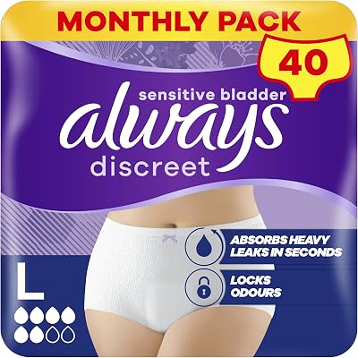 Always Discreet Incontinence Pants Women Large UK 16-22 40pk 4x10